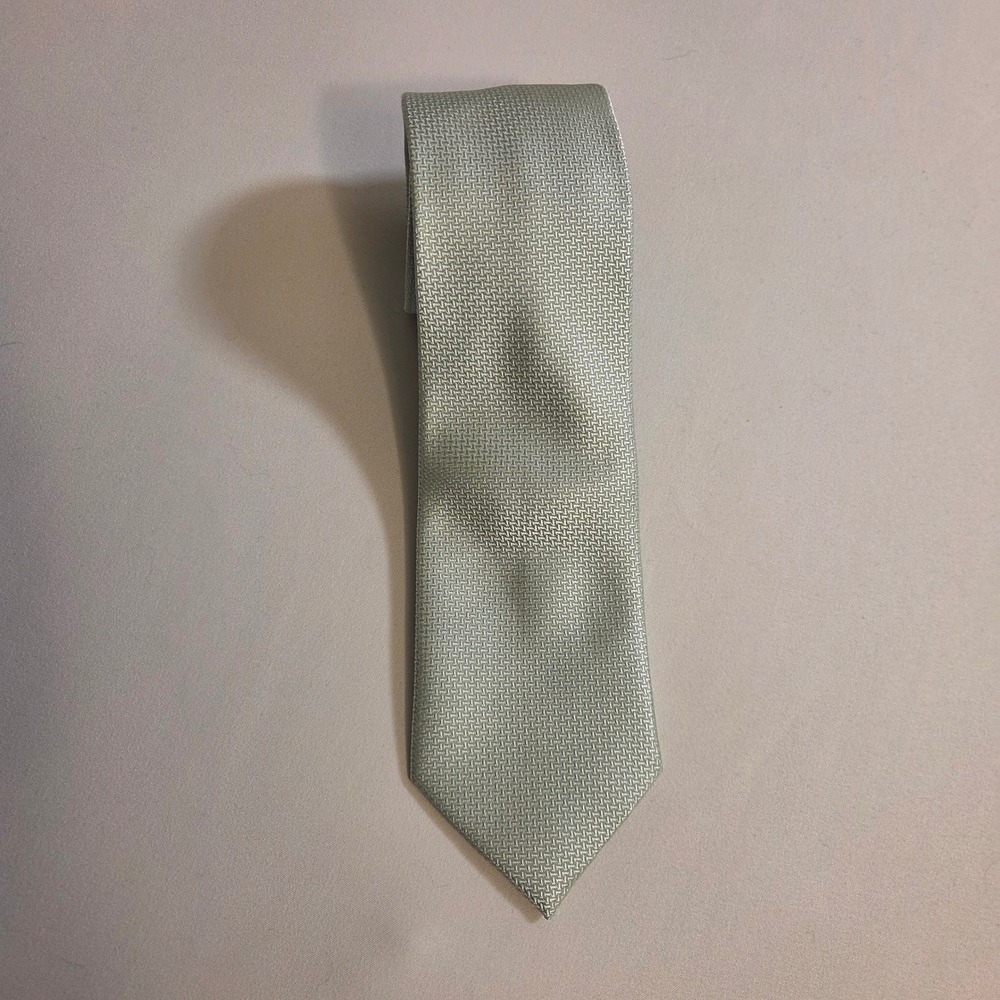 Michael Kors Mens Sage Green Textured Micro Pattern Formal Necktie Accessory - Picture 2 of 8